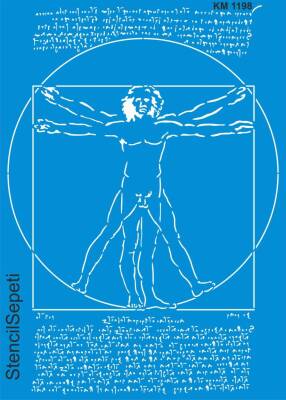 Vitruvius Adamı - Leonardo Da Vinci - Stencil Boyama Şablonu - 1