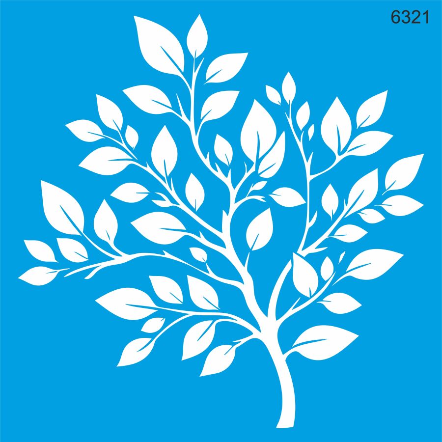 Yapraklar Duvar Deseni Stencil Boyama Şablonu - 1