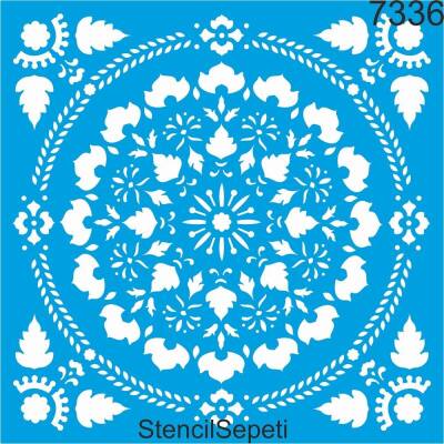 Yapraklı Göbek Deseni - Stencil Boyama Şablonu - 1