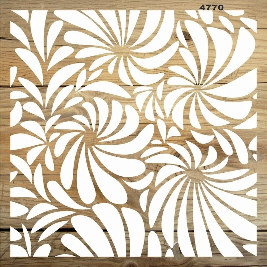 Yapraklı Duvar Deseni - Stencil Boyama Şablonu - 2