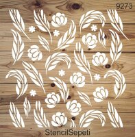 Yapraklı Duvar Deseni - Stencil Boyama Şablonu - 2