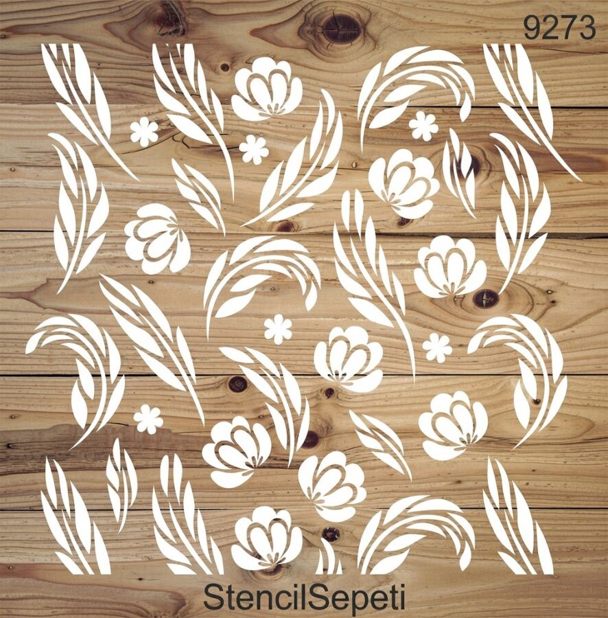 Yapraklı Duvar Deseni - Stencil Boyama Şablonu - 2