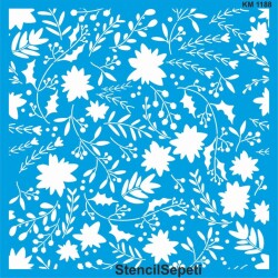 Yapraklı Duvar Deseni - Stencil Boyama Şablonu - StencilSepeti