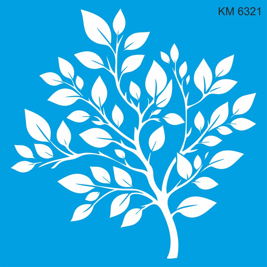 Yapraklı Duvar Deseni - Stencil Boyama Şablonu - 1