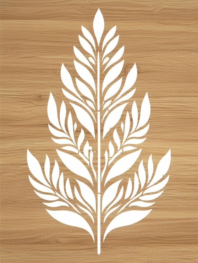 Yapraklı Duvar Deseni Stencil Boyama Şablonu - 2