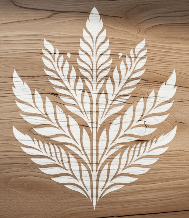 Yapraklı Duvar Deseni Stencil Boyama Şablonu - 2