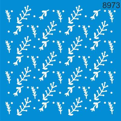 Yapraklı Duvar Deseni - Stencil Şablon - 1