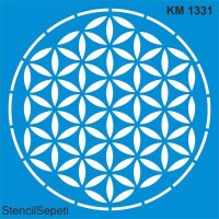 Yaşam Çiçeği Duvar Deseni - Stencil Boyama Şablonu - StencilSepeti