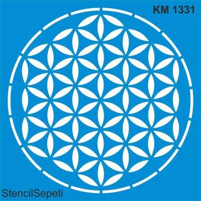 Yaşam Çiçeği Duvar Deseni - Stencil Boyama Şablonu - 1