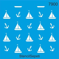 Yelkenli Duvar Deseni - Stencil Şablon - StencilSepeti