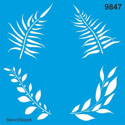 Yeşil Yapraklar - Stencil Desen Şablonu - 1